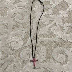 Pink cross necklace